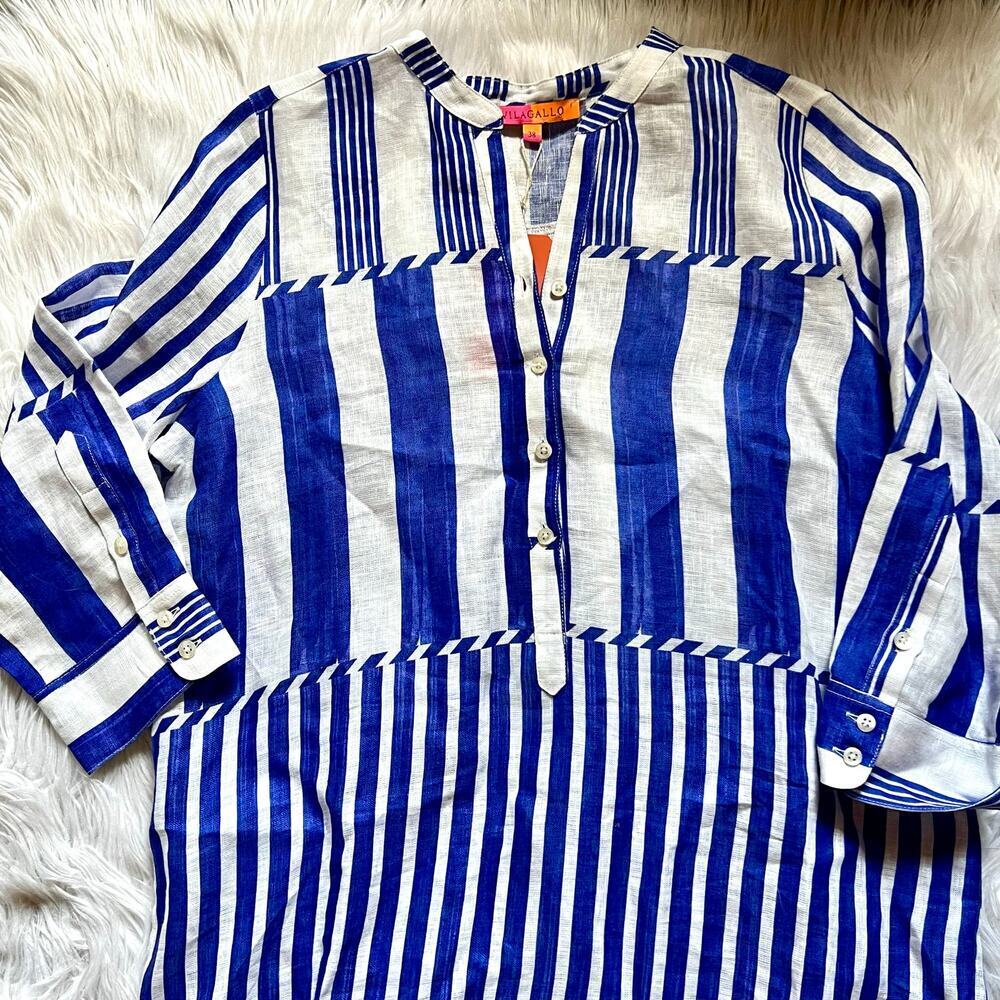 Vilagallo Dani tropical link stripe dress blue and white size 4 - Picture 10 of 10